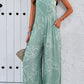 Printed Wide Strap Jumpsuit with Pockets