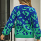 Leopard Round Neck Dropped Shoulder Sweater