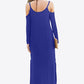 Women's Full Size Valencia Cold-Shoulder Split Dress with Pockets