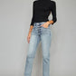 Kancan High Waist Button Fly Raw Hem Cropped Straight Jeans
