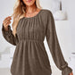 Ruched Round Neck Flounce Sleeve Blouse