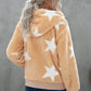 Women's Sophia & Grace Full Size Star Print Zipper Fleece Hooded Coat