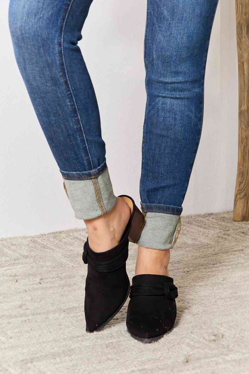 East Lion Corp Pointed-Toe Braided Trim Mules *