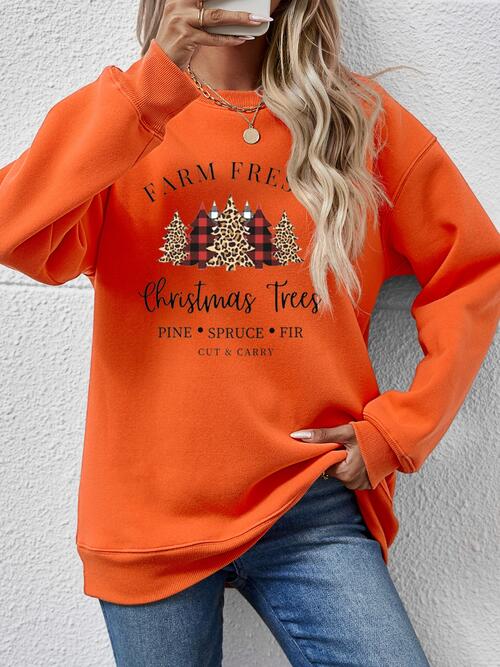 CHRISTMAS THEMED Graphic Round Neck Long Sleeve Sweatshirt