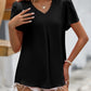 Malibu Dreams Full Size Ruche V-Neck Petal Sleeve Top