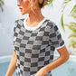 Women's Checkered Short Sleeve Knit Top