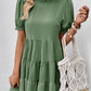 SOCHIC Puff Sleeve Tie Back Tiered Dress
