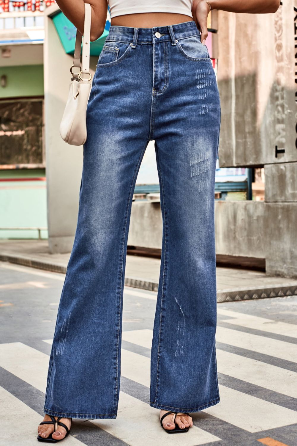 BeyondYou Buttoned Loose Fit Jeans with Pockets