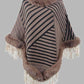 Contrasting Beauty One Size Striped Fringe Hem Poncho