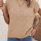 Pocketed Checkered Round Neck Knit Top