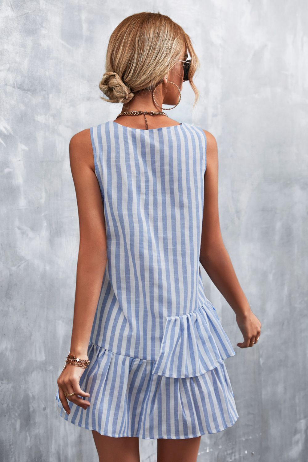 Women's Striped Layered Sleeveless Dress