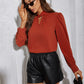 Full Size Cutout Puff Sleeve Blouse