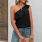 Full Size Eyelet One-Shoulder Tank