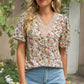 Floral V-Neck Short Sleeve T-Shirt
