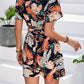 Women's Botanical Print Surplice Neck Tie Waist Romper