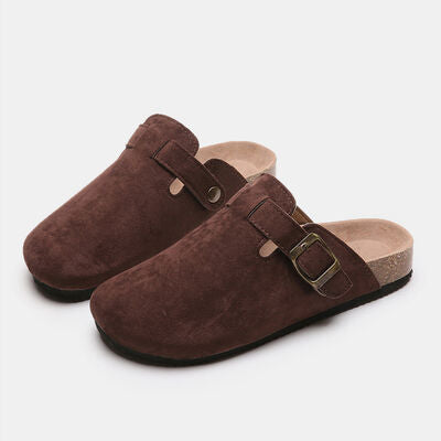 Suede Shoe Closed Toe Buckle Slides