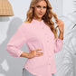 Malibu Dreams Mock Neck Buttoned Long Sleeve Shirt