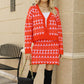 SavannahTree Geometric Dropped Shoulder Cardigan and Knit Skirt Set