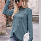 Full Size Ribbed Round Neck Buttoned Long Sleeve Tee