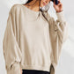 Slit Round Neck Dropped Shoulder T-Shirt