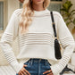 Malibu Dreams Round Neck Openwork Long Sleeve Pullover Sweater