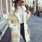 Adrien Planet Beige Full Size Plaid Button Down Coat with Pockets