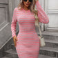 Avery Aria Striped Round Neck Sweater Dress
