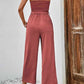 DuskJumpers Decorative Button Strapless Smocked Jumpsuit with Pockets