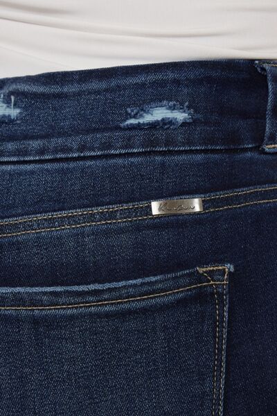 Kancan Full Size Cat's Whiskers Raw Hem High Waist Jeans *