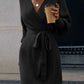 Open Front Lantern Sleeve Tied Cardigan