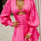 Women's Cutout Lantern Sleeve Plunge Mini Dress