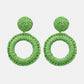 Round Shape Raffia Grass Dangle Earrings
