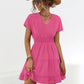 Ruffled Smocked V-Neck Tiered Dress
