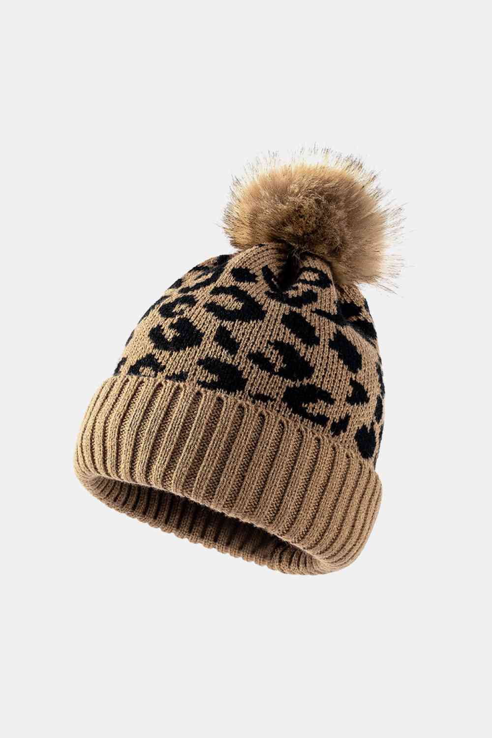 BeanieHatz Black Leopard Pom-Pom Cuffed Beanie