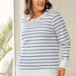 Plus Size Striped Round Neck Long Sleeve T-Shirt