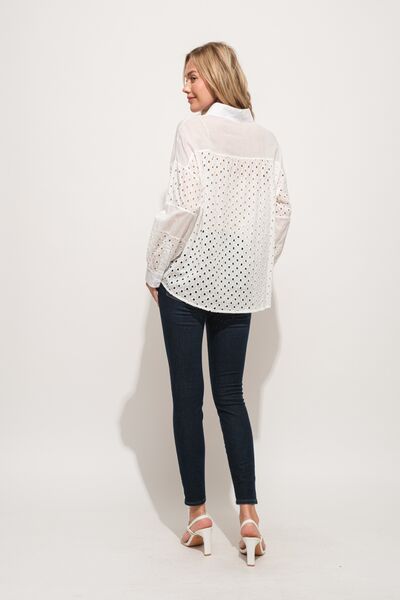 And The Why Eyelet Long Sleeve Button Down Shirt *