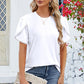 Round Neck Petal Sleeve T-Shirt
