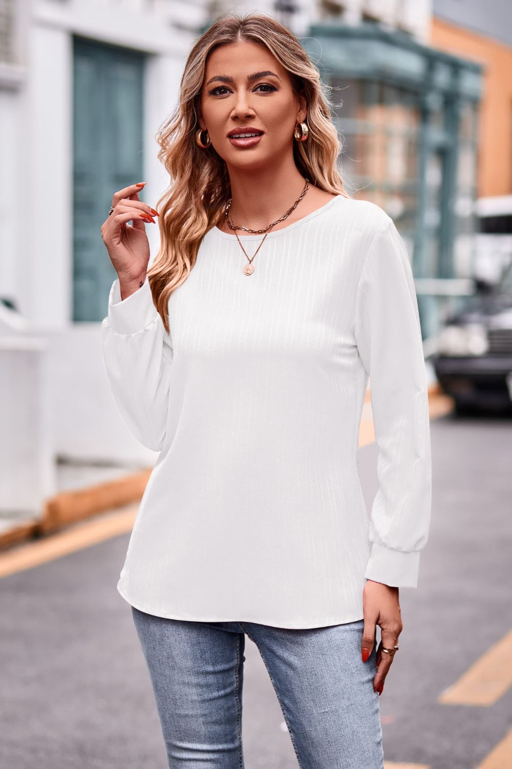 Full Size Round Neck Long Sleeve Tee