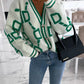 Geometric Dropped Shoulder Button Down Cardigan