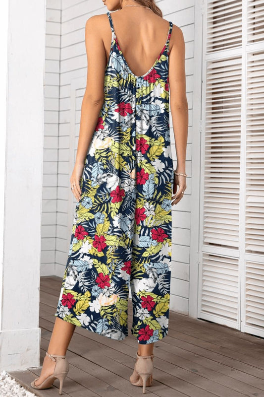 Women's Full Size Floral Spaghetti Strap Wide Leg Jumpsuit