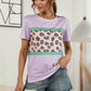 Leopard Color Block Side Slit Tee