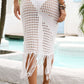 Women's Fringe Hem Drawstring Waist Openwork Skirt