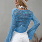 Openwork Flare Sleeve Cropped Cover Up