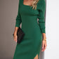 Penelope Rib-Knit Slit Sweater Dress