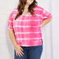 Yelete Full Size Oversized Fit V-Neck Striped Top