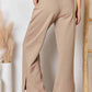 RISEN Wide Waistband Slit Wide Leg Pants