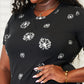 Double Take Black Full Size Dandelion Print Round Neck T-Shirt