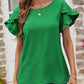 Malibu Dreams Textured Petal Sleeve Round Neck Tee