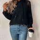 Lace Detail Drawstring Long Sleeve Hoodie