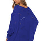 Full Size Round Neck Long Sleeve Openwork Sweater